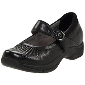 Dansko Kitty Mary Jane Shoes Leather Buckle Strap Slip Resistant Black 39 8.5